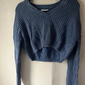 Blue V-Neck Women's Sweater